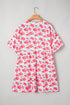 Floral Print Ruffled V Neck A Line Mini Dress