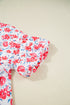 Floral Print Ruffled V Neck A Line Mini Dress