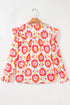 Floral Print Ruffled V Neck Long Sleeve Flowy Blouse