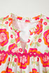 Floral Print Ruffled V Neck Long Sleeve Flowy Blouse