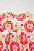 Floral Print Ruffled V Neck Long Sleeve Flowy Blouse