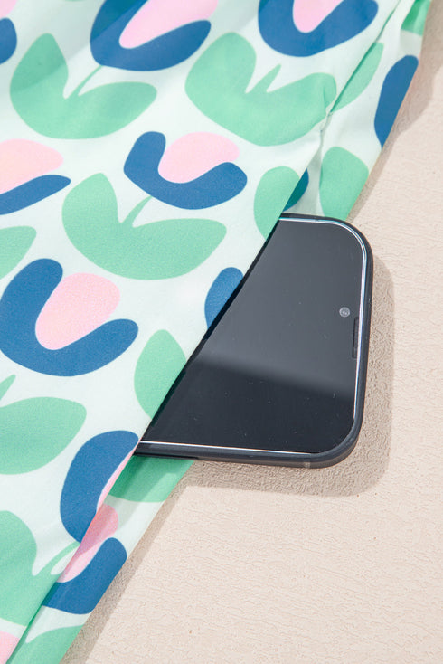 Floral Print Scalloped Notched Balloon Sleeve Tiered A-Line Mini Dress