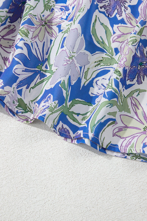 Floral Print Self-tie Straps Flowy Ruffle Long Dress