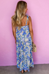 Floral Print Self-tie Straps Flowy Ruffle Long Dress