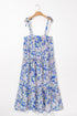 Floral Print Self-tie Straps Flowy Ruffle Long Dress