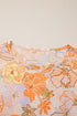 Floral Print Sheer Lettuce Trim Slim Long Sleeve Top