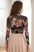 Floral Print Sheer Mesh Long Sleeve High Neck Bodysuit
