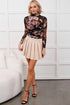 Floral Print Sheer Mesh Long Sleeve High Neck Bodysuit