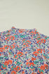 Floral Print Sheer Mesh Mock Neck Long Sleeve Top