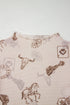 Floral Print Sheer Mesh Mock Neck Long Sleeve Top