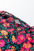 Floral Print Sheer Mesh Mock Neck Long Sleeve Top