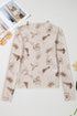 Floral Print Sheer Mesh Mock Neck Long Sleeve Top