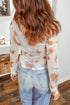 Floral Print Sheer Mesh Round Neck Long Sleeve Top