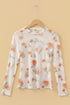Floral Print Sheer Mesh Round Neck Long Sleeve Top