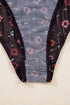 Floral Print Sheer Mesh Smocked Cuff Slim Fit Bodysuit