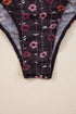 Floral Print Sheer Mesh Smocked Cuff Slim Fit Bodysuit