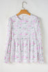Floral Print Shirred Bodice Balloon Sleeve Babydoll Blouse