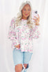 Floral Print Shirred Bodice Balloon Sleeve Babydoll Blouse