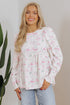 Floral Print Shirred Bodice Balloon Sleeve Babydoll Blouse