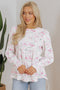 Floral Print Shirred Bodice Balloon Sleeve Babydoll Blouse