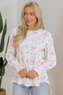 Floral Print Shirred Bodice Balloon Sleeve Babydoll Blouse
