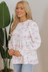 Floral Print Shirred Bodice Balloon Sleeve Babydoll Blouse