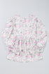 Floral Print Shirred Bodice Balloon Sleeve Babydoll Blouse