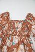 Floral Print Shirred Square Neck High Waist Maxi Dress
