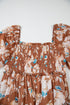 Floral Print Shirred Square Neck High Waist Maxi Dress