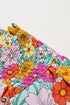 Floral Print Shirred Tiered Ruffled Sleeve Blouse