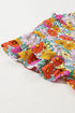 Floral Print Shirred Tiered Ruffled Sleeve Blouse