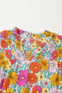 Floral Print Shirred Tiered Ruffled Sleeve Blouse