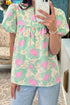 Floral Print Short Puff Sleeve Southern Belle Blouse