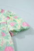 Floral Print Short Puff Sleeve Southern Belle Blouse