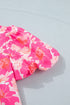 Floral Print Short Puff Sleeve Southern Belle Blouse