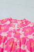 Floral Print Short Puff Sleeve Southern Belle Blouse