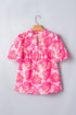 Floral Print Short Puff Sleeve Southern Belle Blouse
