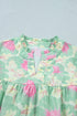 Floral Print Short Puff Sleeve Southern Belle Blouse