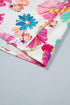 Floral Print Short Puff Sleeve Striped Trim V Neck Blouse