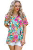Floral Print Short Sleeve Babydoll Blouse
