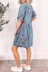 Floral Print Short Sleeve Button Down Denim Mini Dress