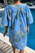Floral Print Short Sleeve Split Neck Plus Size Mini Dress