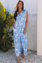 Floral Print Sleeveless Half Button Wide Leg Jumpsuit
