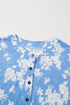 Floral Print Sleeveless Half Button Wide Leg Jumpsuit
