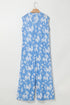 Floral Print Sleeveless Half Button Wide Leg Jumpsuit