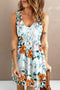 Floral Print Sleeveless High Waist Button Up Mini Dress