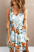 Floral Print Sleeveless High Waist Button Up Mini Dress