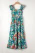 Floral Print Sleeveless Ruffle Tiered Maxi Dress