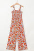 Floral Print Sleeveless Smocked Southern Belle Shift Jumpsuit