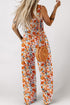 Floral Print Sleeveless Smocked Southern Belle Shift Jumpsuit